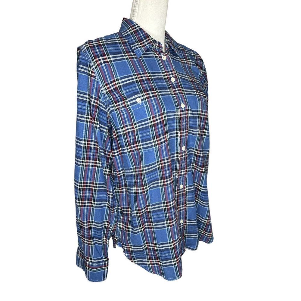 Lauren Ralph Lauren Jeans Blue Plaid Button Front Shirt Top Size LARGE - Picture 2 of 5